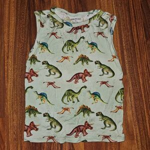 Posh Peanut Green Dinosaur Bamboo Tanktop Toddler Size 5T